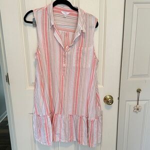 Time and Tru Pink and Cream Striped Top